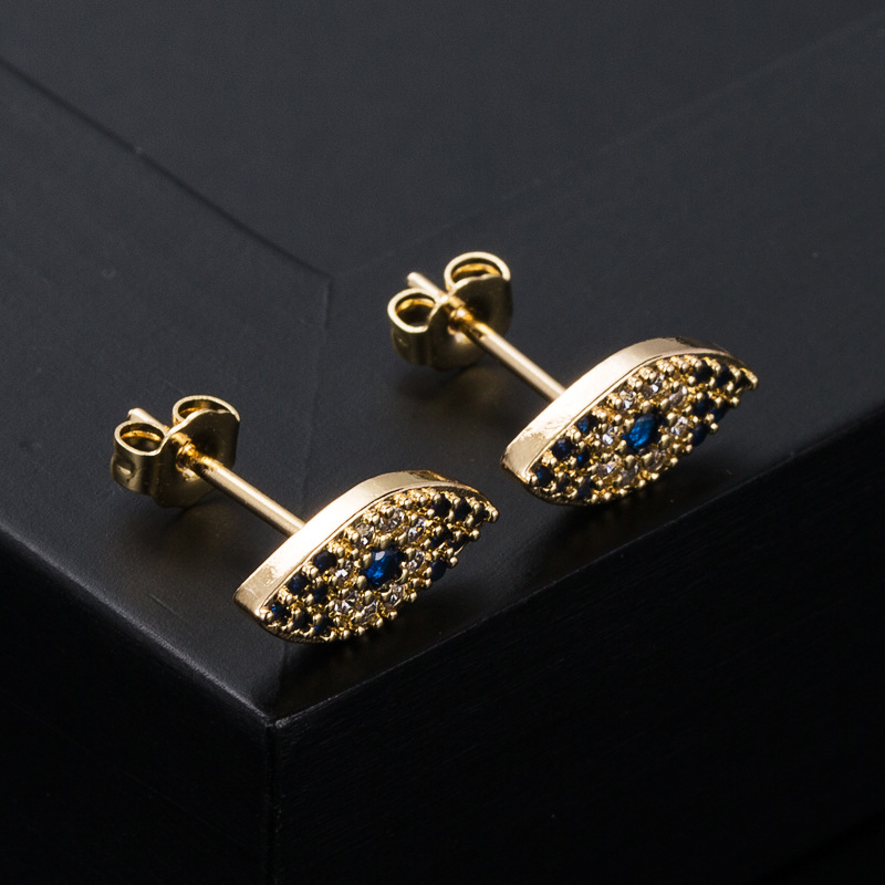 Boucles D&#39;oreilles Oeil Du Diable En Cuivre Vintage Micro-set Zircon En Gros display picture 5