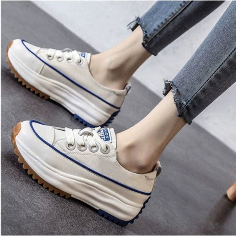 Женские белые туфли из натуральной кожи, весна-осень 202, новые универсальные женские туфли на толстой подошве, студенческая спортивная обувь в корейском стиле для женщин
