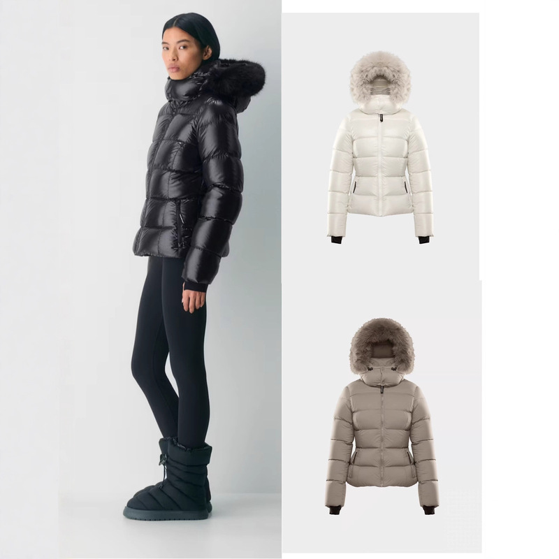 Aritzia New Winter Goose down Jacket with Hood, Fur Collar, Zipper, Warm Commuter Puffer Jacket for Women