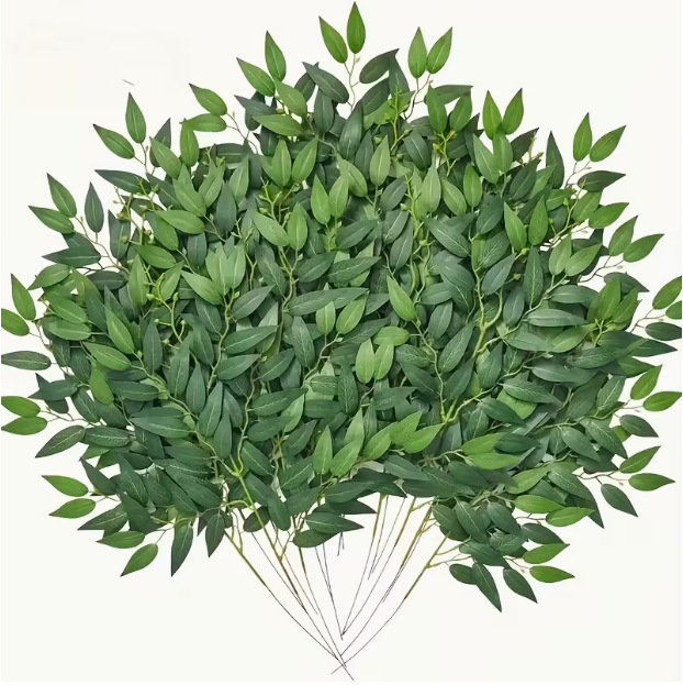 厂家直销跨境仿真绿植绿叶沙枣叶柳叶批发人造花植物枣叶花束配件