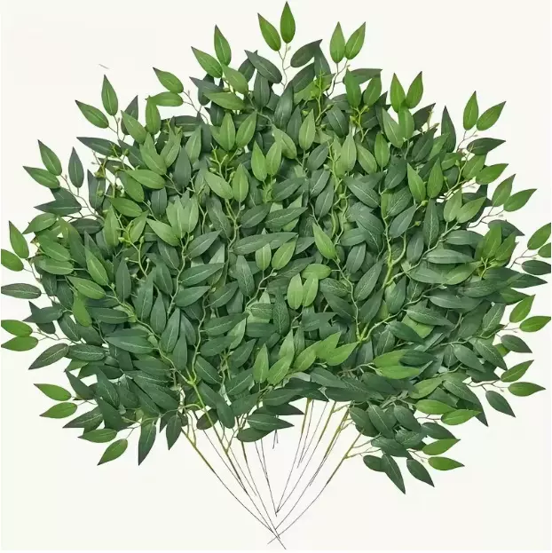 厂家直销跨境仿真绿植绿叶沙枣叶柳叶批发人造花植物枣叶花束配件
