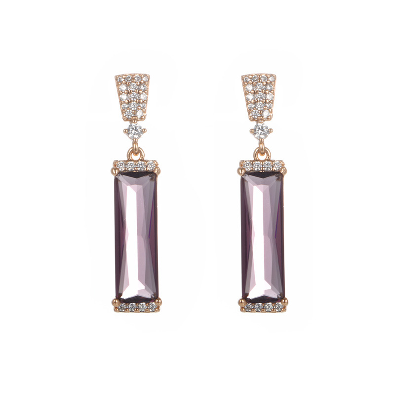 Pendientes Cuadrados Geométricos Morados de Circonita con Incrustaciones de Cobre de Xuping Jewelry, Pendientes Vintage de Lujo