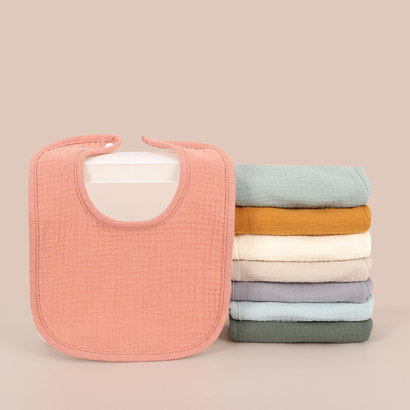 Baby Crepe Cotton Gauze Saliva Towel U-Shaped Bib Absorbent Newborn Baby Spit Pad Towel Bib Cross-Border Pure Cotton