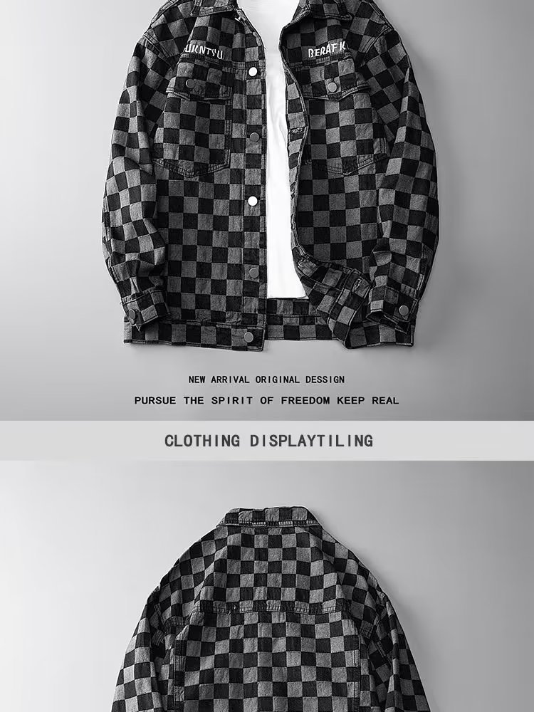 Denim Hoodie For Men Spring And Autumn Casual Printed Jacket_voghion.com