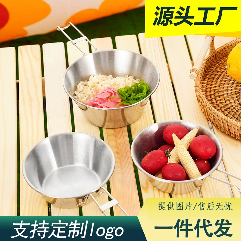 Travel folding kitchenware stainless steel for camping, tableware, handheld handle
