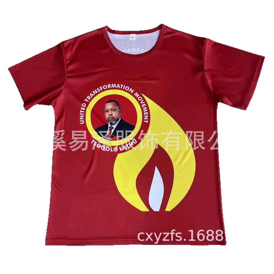 Футболка с культурным принтом для предвыборной кампании президента Африки, европейский размер, 120 г, круглый вырез, 100% полиэстер, экспортная предвыборная футболка, сублимационная печать.