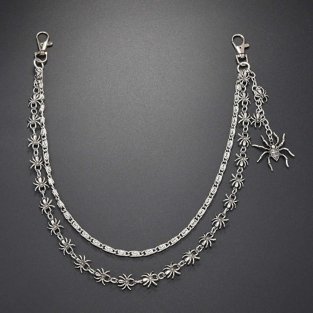 Модная металлическая цепочка для брюк, новый стиль, индивидуальная цепочка для брюк в стиле хип-хоп, модная цепочка для брюк на Хэллоуин, джинсы в стиле рок, черная цепочка на талию с пауком