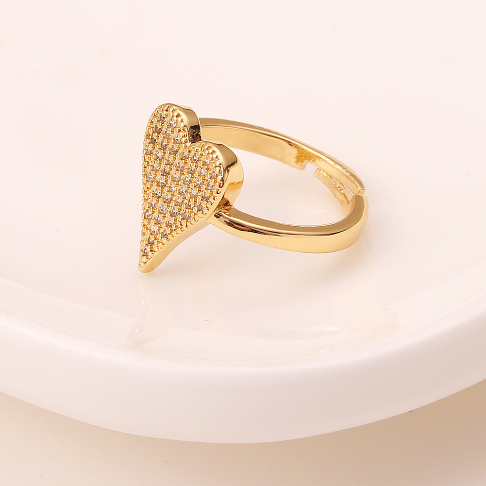 womenu0027s jewelry heart-shaped diamond open adjustable copper ring