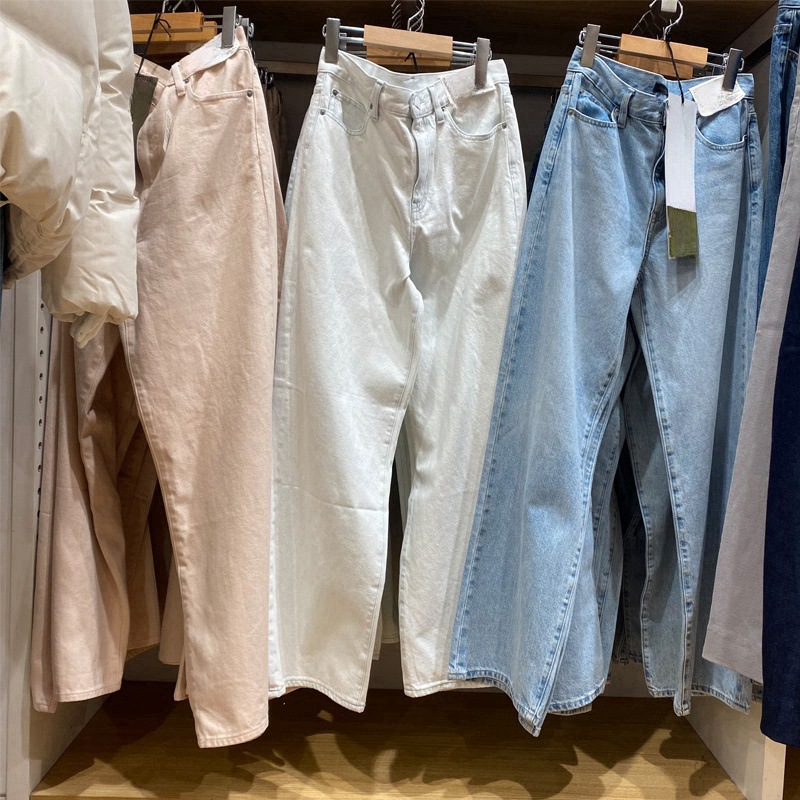 女装宽松直筒牛仔裤/水洗产品/阔感裤高腰休闲春季新款E474934