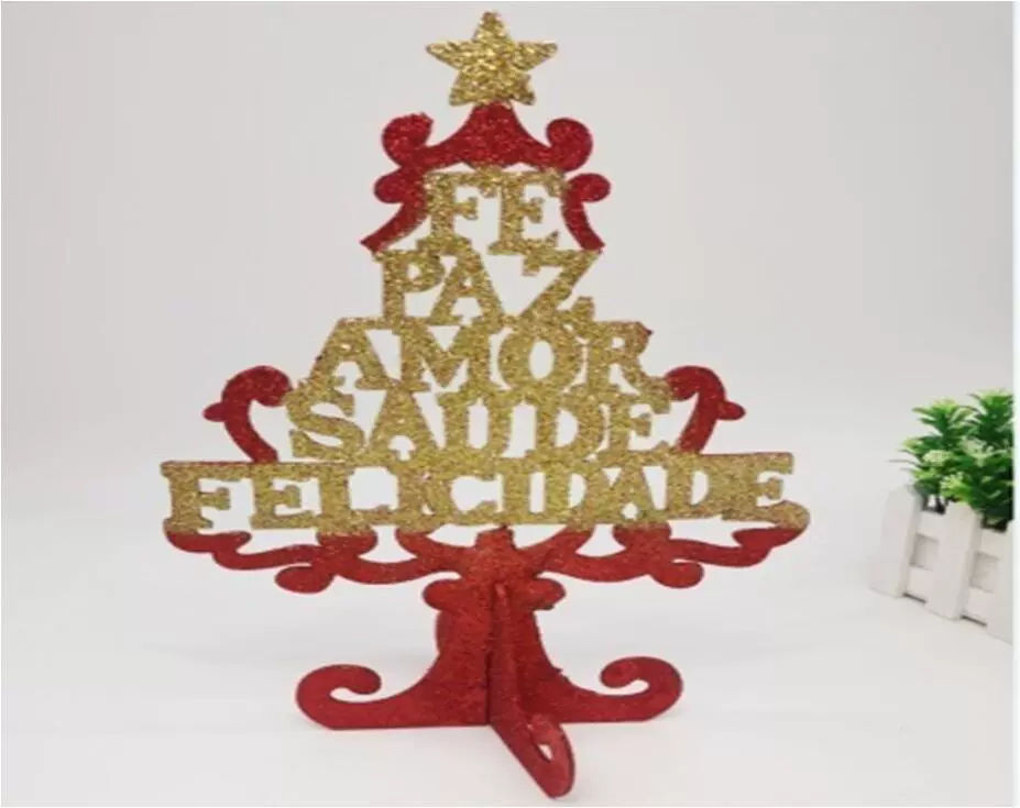 Елочные украшения монолитная деревянная маленькая елка деревянные украшения настольные мини с золотой пудрой рождественские подарки