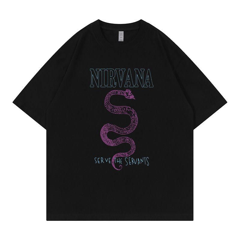 Nirvana Nirvana Rock Band American Street Casual Shoulder Loose Crewneck Short-sleeved T-shirt Base Shirt
