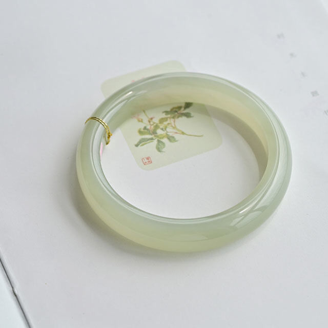 Vòng tay ngọc bích tự nhiên Tân Cương Hetian – nước trong vắt, phong thủy may mắn — Khuyến mãi lớn trong thời gian có hạn [mô hình thông thường] khắc chủ quặng thô chi tiết 8