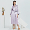 Silk long bathrobe, fashionable pijama, set, European style, wholesale