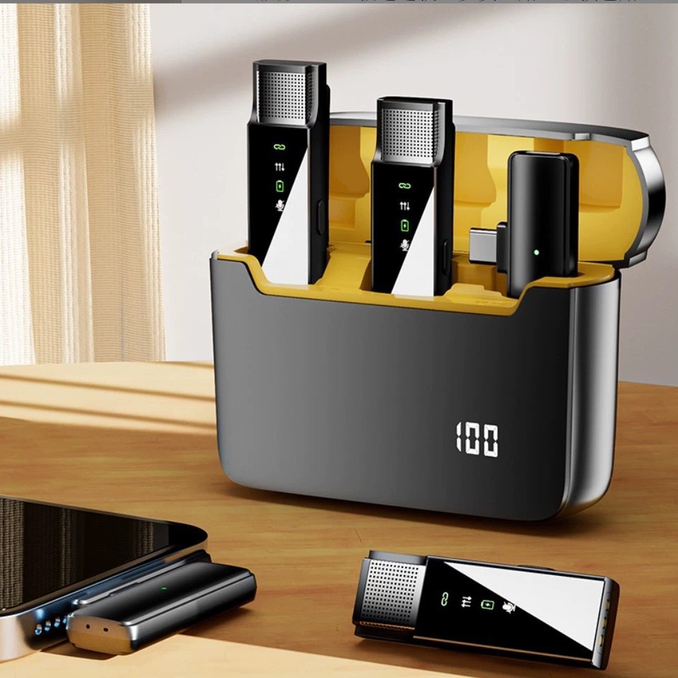 S16跨境无线领夹麦克风收音麦一拖二抖音爆款直播录视频降噪话筒