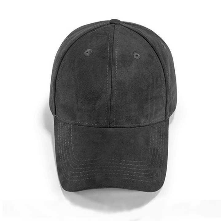 Gorra deportiva promocional personalizada de seis paneles, gorra de béisbol unisex de color sólido de gamuza con corona profunda y visera rígida.