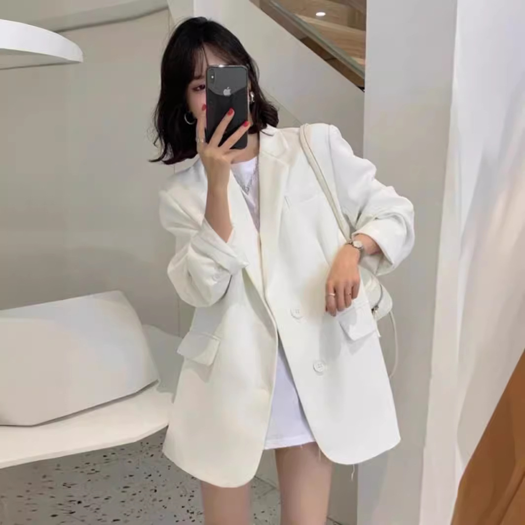 High-grade black suit jacket women's Korean-style loose small Lazy suit jacket for spring and autumn 2024