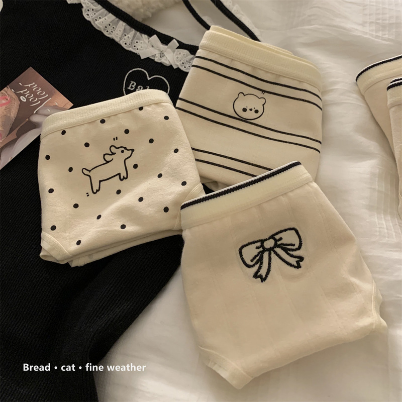 Cotton Type a Underwear, Comfortable, Soft and Cute, Cartoon, Seamless, Thin, Mid-Waist, Pure Cotton Crotch, Student Girl, Summer