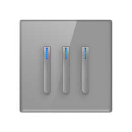 跨境外贸琴键开关插座面板灰色钢化玻璃86型带LED灯个性化插座