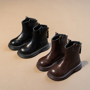 2024 Winter New Boys and Girls European and American Fashion Martin Boots Children's Middle and Big Kids British Style Single Boots Fashion