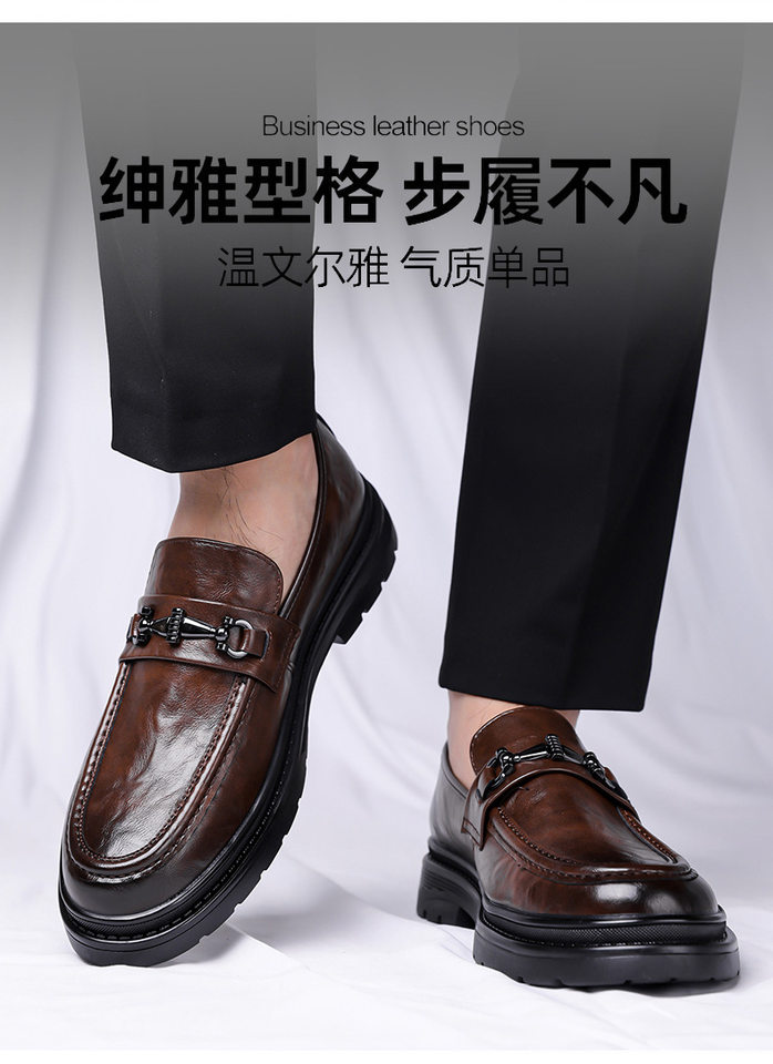 Giày da nam công sở da lộn mũi tròn gót thấp, kiểu thời trang lịch lãm — GX8181 màu nâu, GX8181 màu đen chi tiết 17