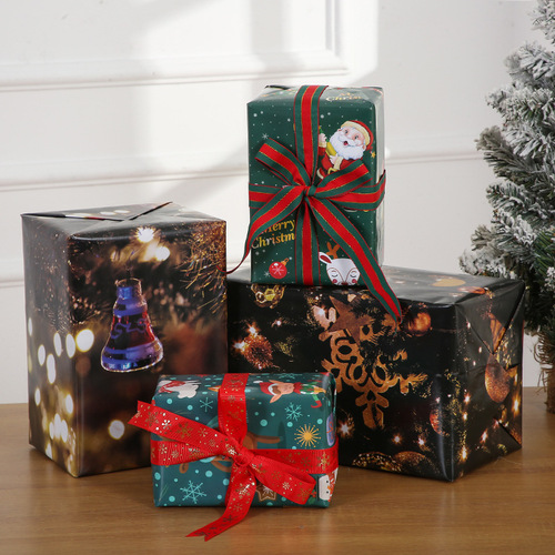 Wholesale Christmas wrapping paper Christmas gift box packaging paper double-sided colorful bouquet packaging paper