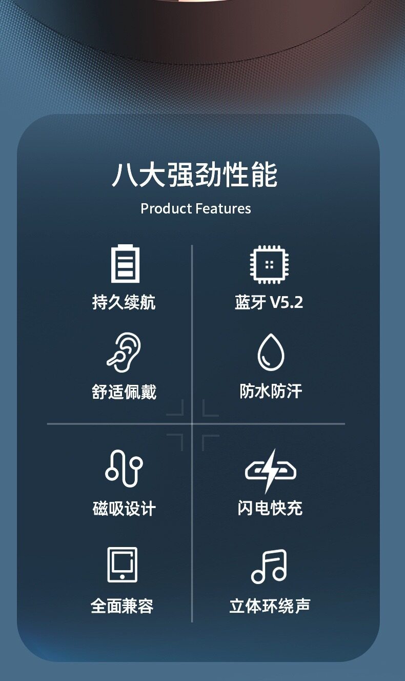 Neckband Bluetooth Earphone with Battery Display, Wireless Neck-Mounted Bluetooth Headset 5.3, Sports Dual-Battery Ultra-Long Standby Earphone