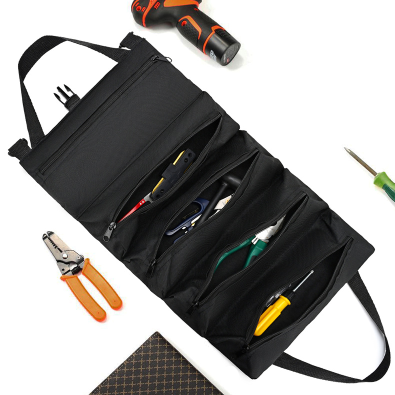 Hot-Selling Portable Canvas Tool Bag, Multi-Functional and Durable, Special Repair and Storage Bag for Carpenters and Electricians, Portable Roll-Up Bag
