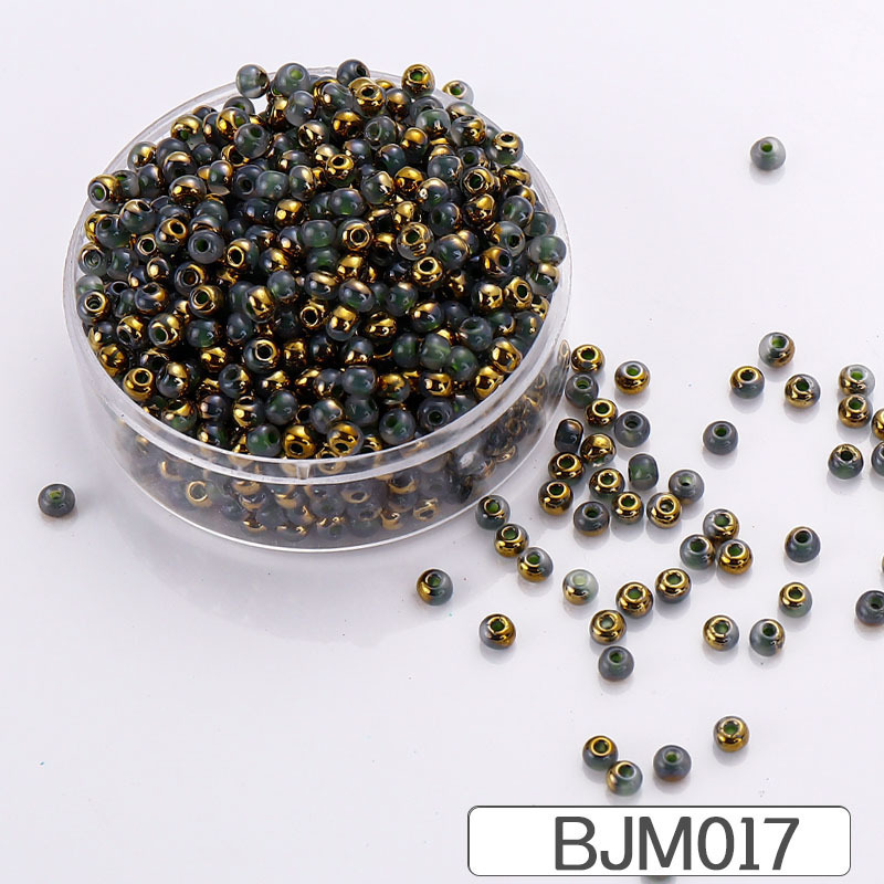 超優2/3/4mm半金半玉ガラス米珠金玉散珠diy手作りアクセサリーブレスレットネックレスビーズ|undefined