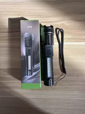 Cross-Border A76 Strong Light Ultra-Bright Flashlight Rechargeable Long-Lasting Outdoor Multi-Functional Long-Range Lighting Portable Work (UV fənərlər) - a76-aluminum-alloy-side-lights-color-box