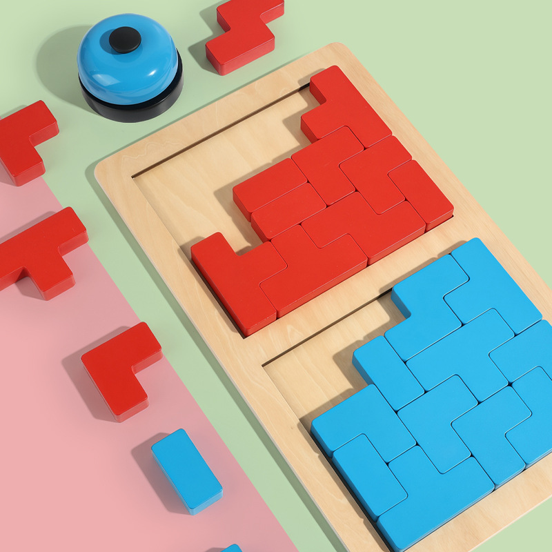 Rojo contra azul Tetris puzzle juguetes de 3 a 6 años de edad ensamblaje regalos para niños niños niñas