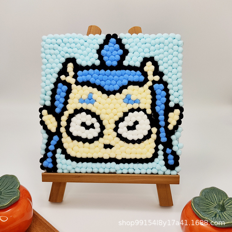 DIY ヘアボール絵画手作り材料パッケージクリエイティブ子供の漫画アニメーション装飾絵画ステッカー絵画屋台卸売|undefined