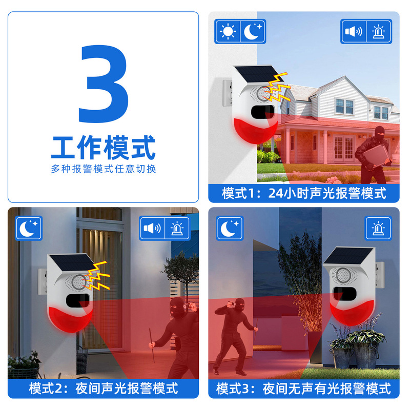 涂鸦WiFi太阳能声光报警器户外防盗警报器货车挖机盲区语音播报器|undefined