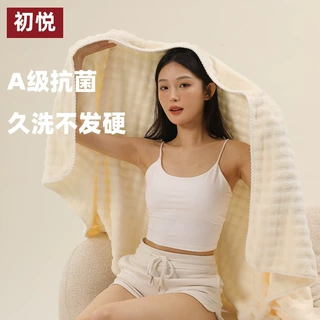 初悦10A抗菌升级品牌浴巾加大厚毛巾三件套珊瑚绒干发帽批发工厂