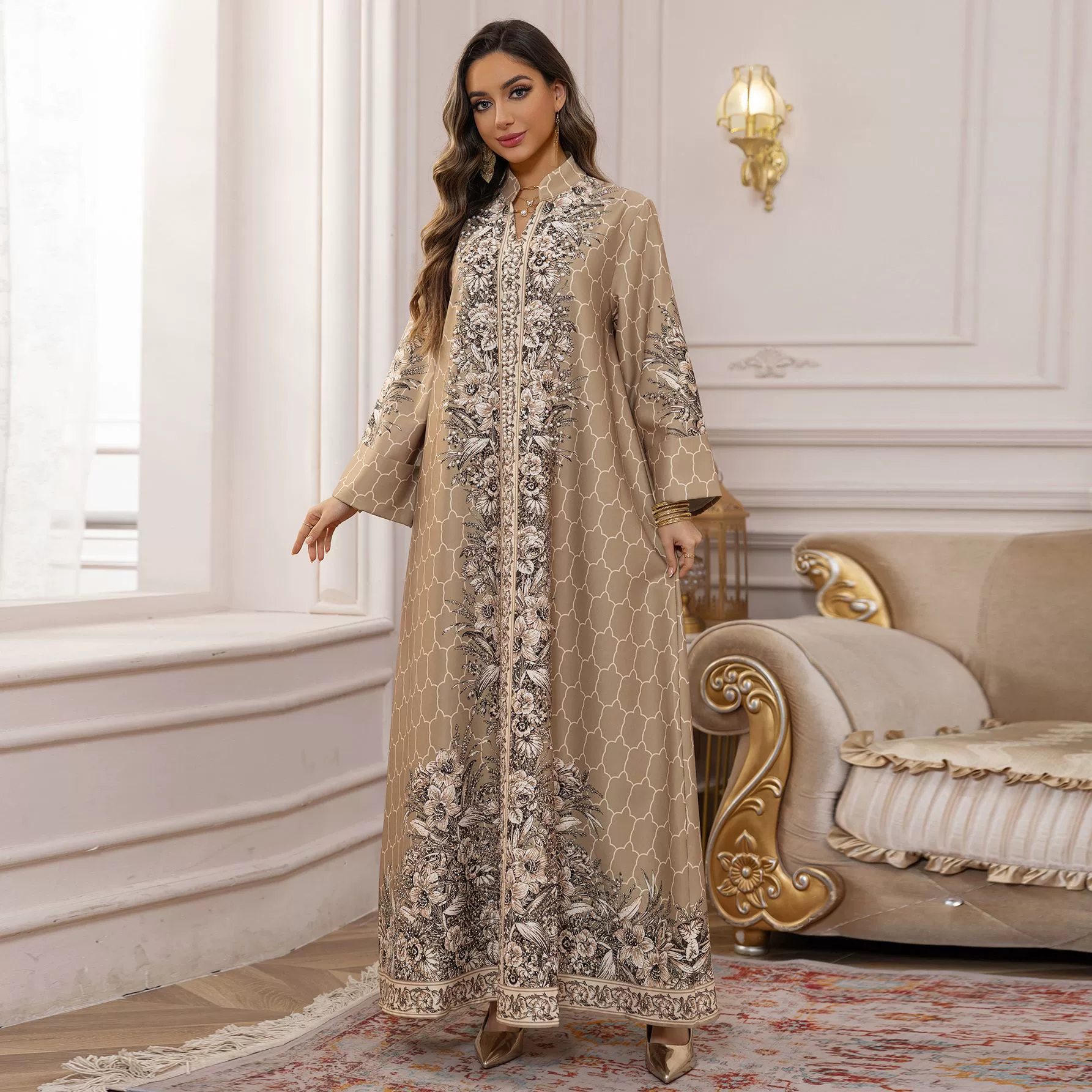 AB446 2025 spring new cross-border robe dress hot diamond women's clothing