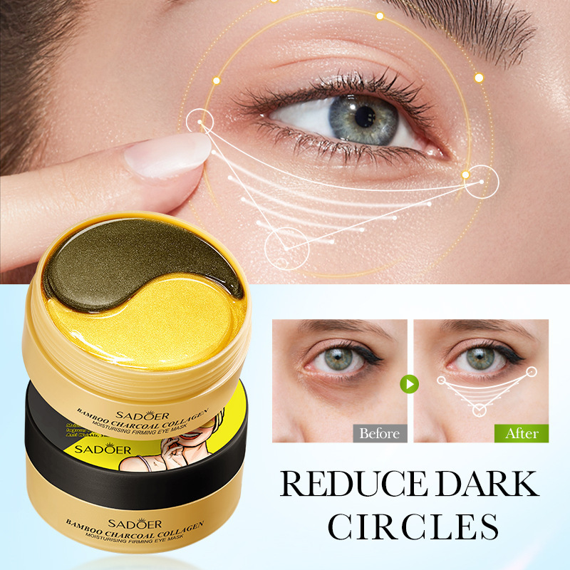 Inglés completo Sadoer carbón de bambú colágeno humectante máscara de ojos compacta humectante rehidratación cálida y suave ojos transfronterizos