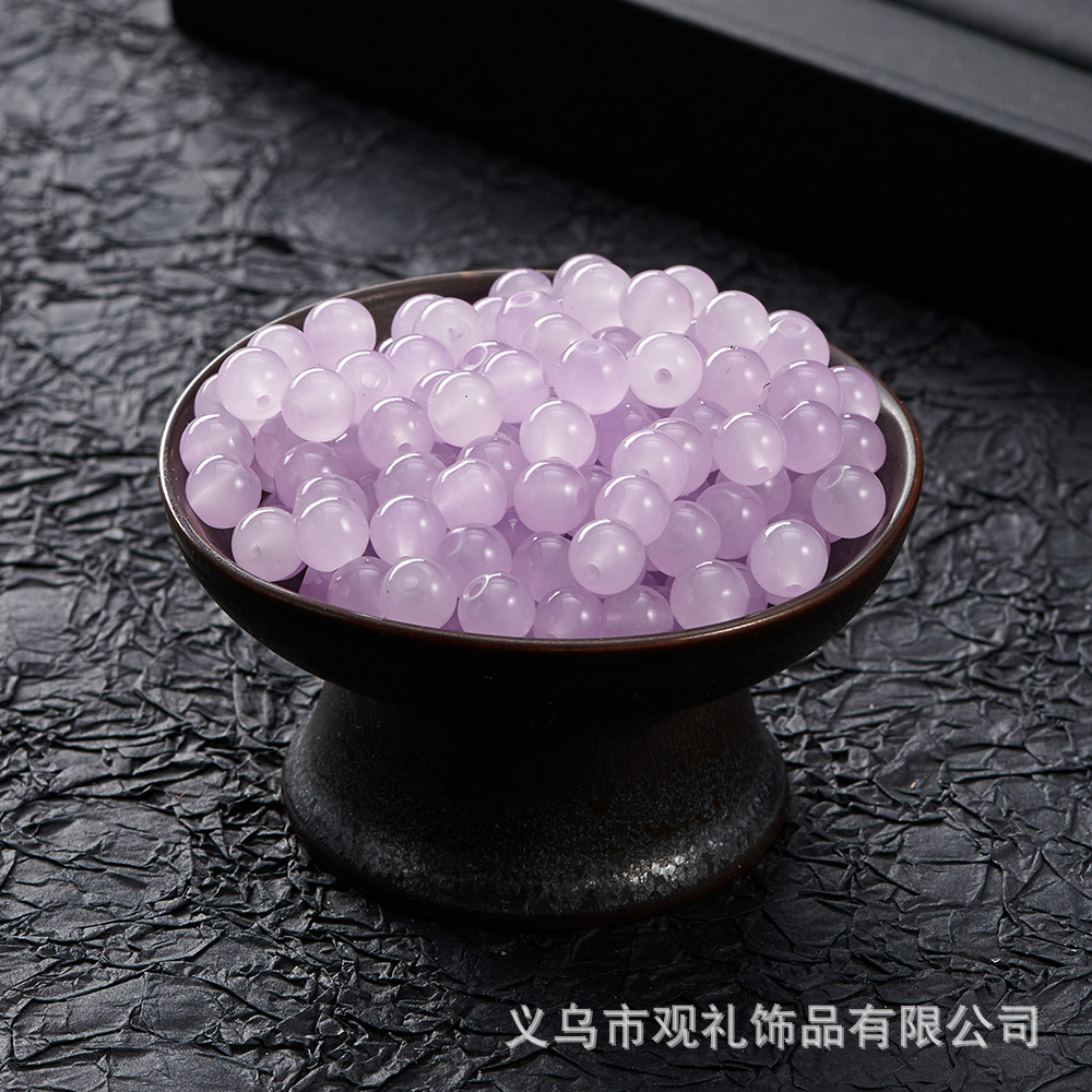 Primavera y verano imitación de cristal imitación de jade natural de 8mm de color sólido perlas de vidrio perlas diy accesorios de pulsera perlas sueltas