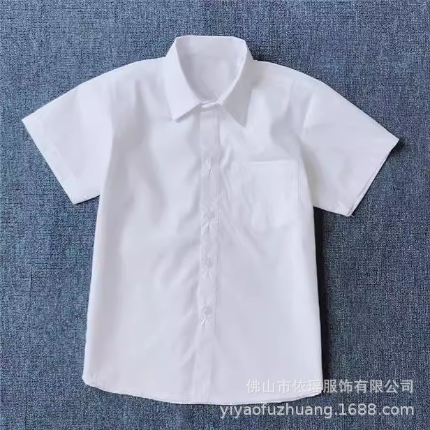 子供服の男の子の白い長袖のシャツの中で大きい子供の春夏のタイプの学生はシャツの子供の制服の15歳の半袖を演じます。|undefined