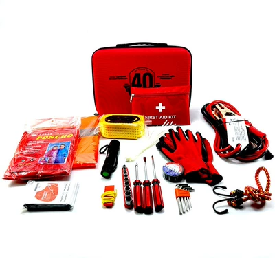 52-Piece Set of Self-Driving Emergency Other Automotive Safety Supplies - 32x23x93cm-red