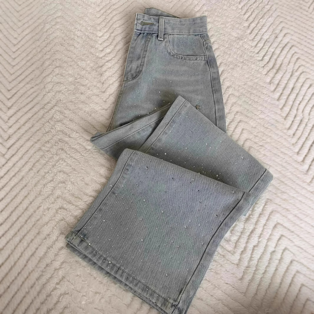 Light Blue Wide-Leg Jeans – High Waist Flattering Trousers With Diamond Shimmer (S-2XL, Day-to-Night Staple)_mkmklike.com