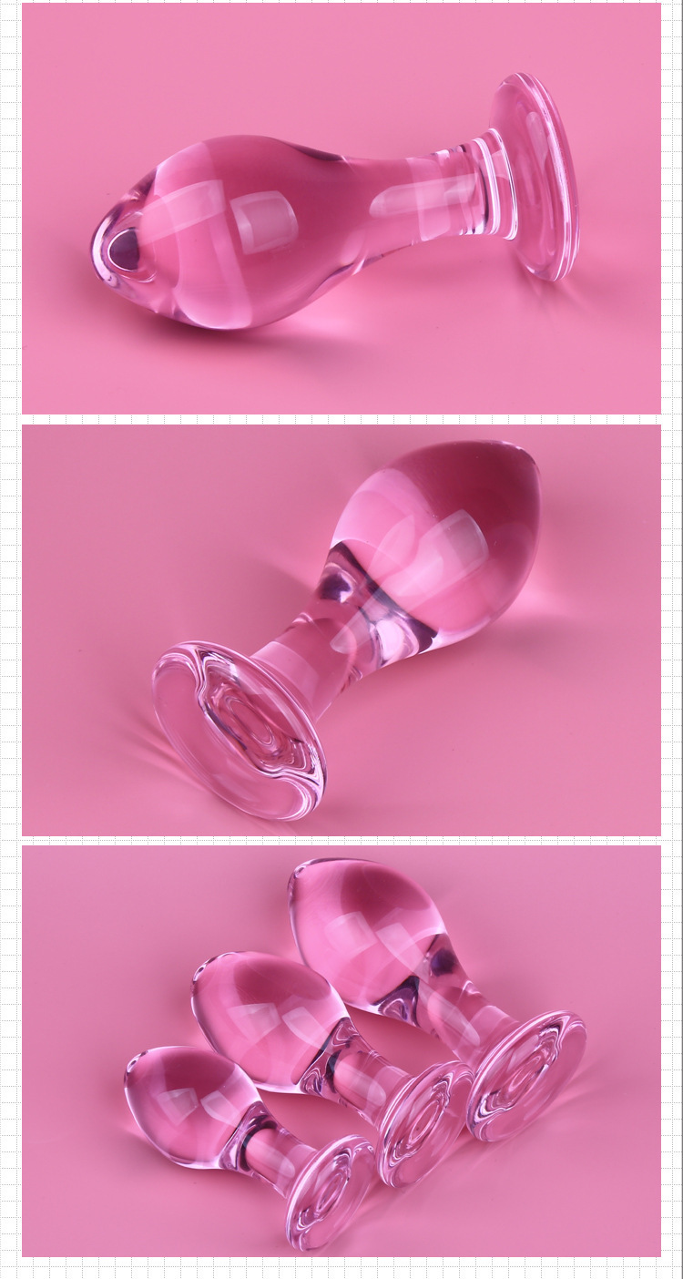 Pink Glass Anal Plug, Large Smooth Non-Vibrating Anal Training Toy — detail image 9