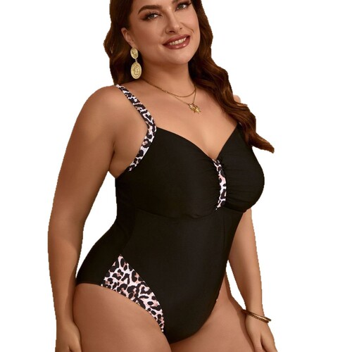 2025 Western and European Plus-Size Solid Color Bodycon Backless Sexy One-Piece Swimsuit Bikini for Women