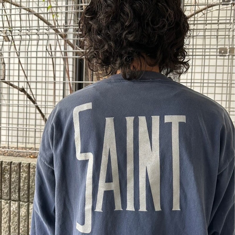 现货Saint Mxxxxxx梦幻米奇做旧破坏长袖宽松长t恤打底衫男女潮|undefined