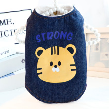 小狗衣服秋冬厚款可爱牛仔棉背心卡通小型犬泰迪宠物6984外贸批发