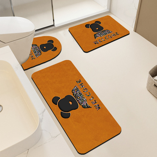 Bathroom soft diatom mud style floor mat U-shaped toilet water-absorbing quick-drying foot mat washbasin foot mat three-piece set