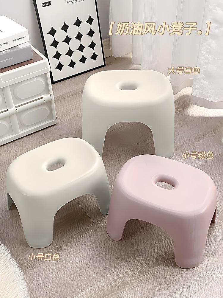 Small Low Stool for Home Use, Thickened Plastic, Suitable for Living Room Coffee Table, Children's Bathroom, Bathing Stool, and Bathroom Shoe-Changing Chair