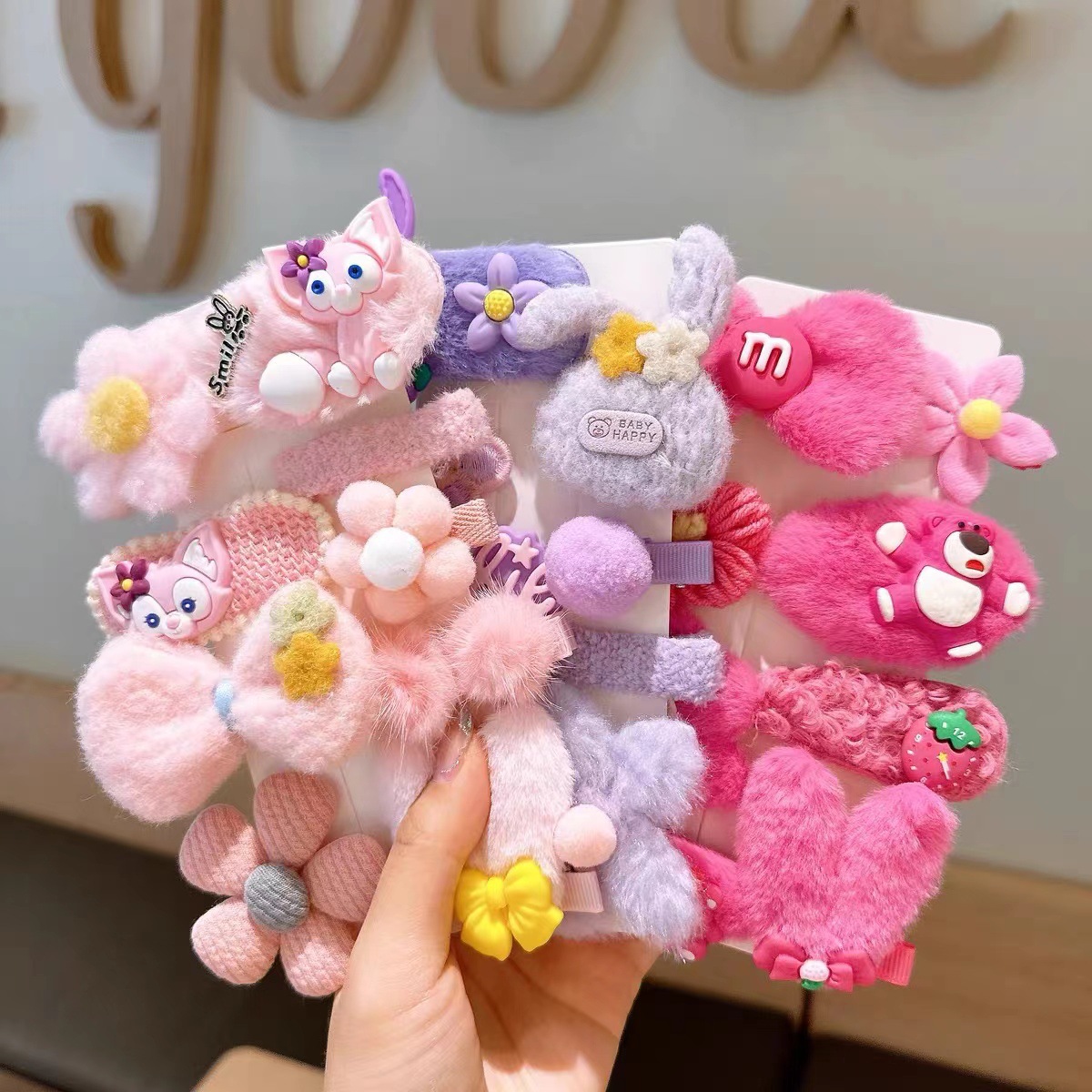 Niñas horquilla macaron felpa flequillo clip lateral tocado accesorios para el cabello de los niños niña bebé lindo horquilla