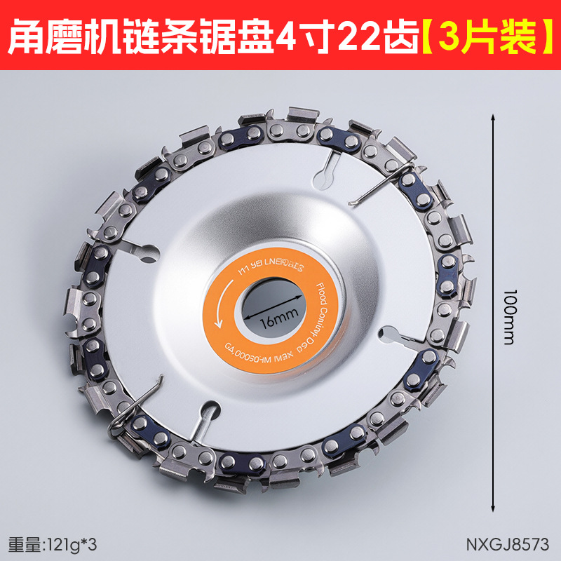 4 pulgadas 22 pulgadas madera molino de ángulo hoja de sierra de cadena sin instalación multifuncional hoja de sierra de molino de ángulo hoja de sierra de cadena