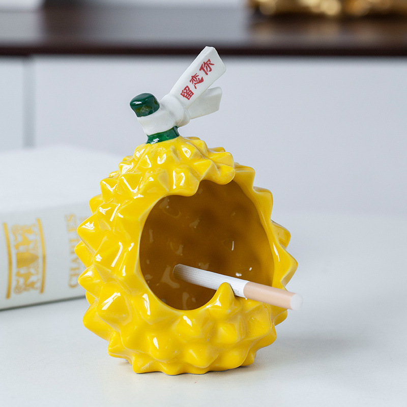 新商品創意ドリアン灰皿陶磁器工芸品客間オフィス置物飛灰防止灰皿用品|undefined