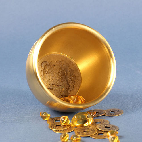 Brass rice cylinder ornaments household Baifu cylinder cornucopia piggy bank to attract wealth desktop office decorations