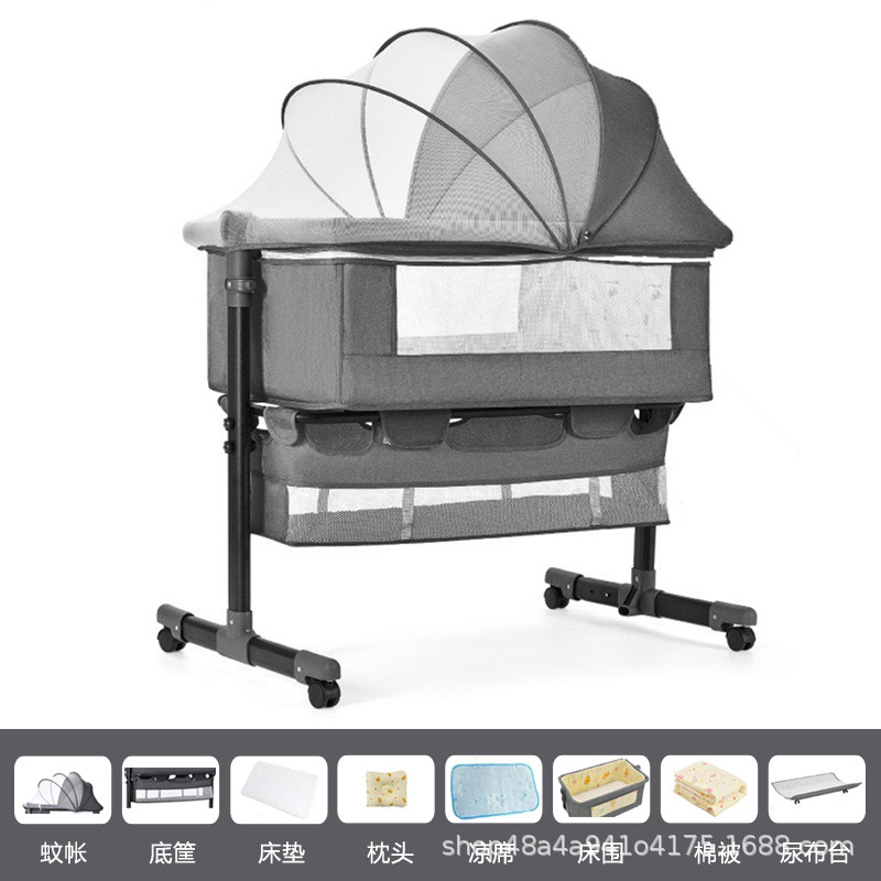 Cama multifuncional para recién nacidos, cama grande, cama para bebés, cuna plegable, elevación móvil y portátil image 34